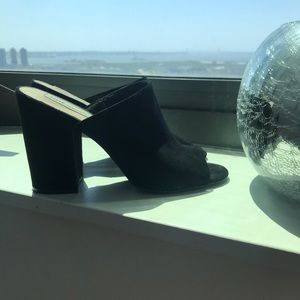 Black Suede open toe mules
